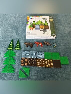 Magna Tiles Forest Animals 25 Piece Magnetic Building Set Kids Full Set